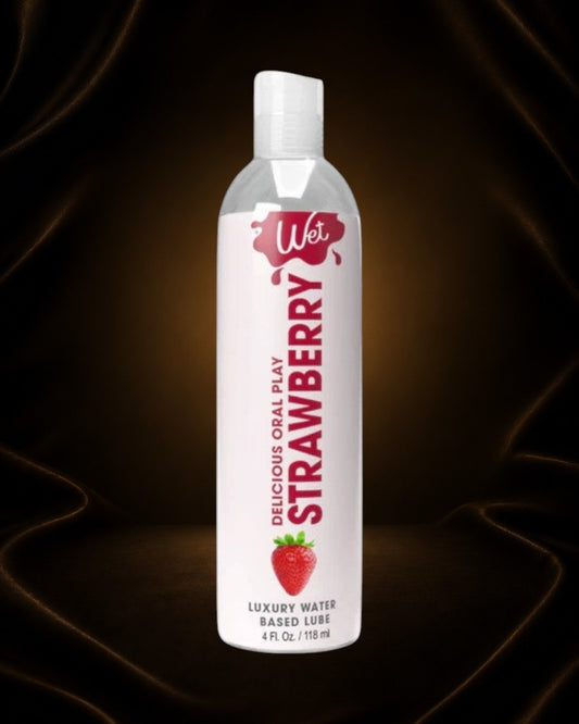 Lubricante oral a base de agua con sabor a fresa de Éxtasis Boutique, fórmula no pegajosa para placer intensificado.