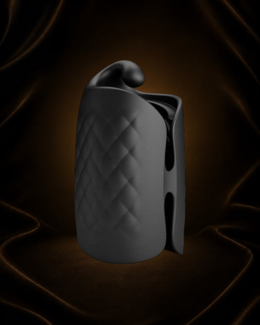 Éxtasis Boutique vibrador masculino negro con 10 vibraciones, recargable y resistente al agua.