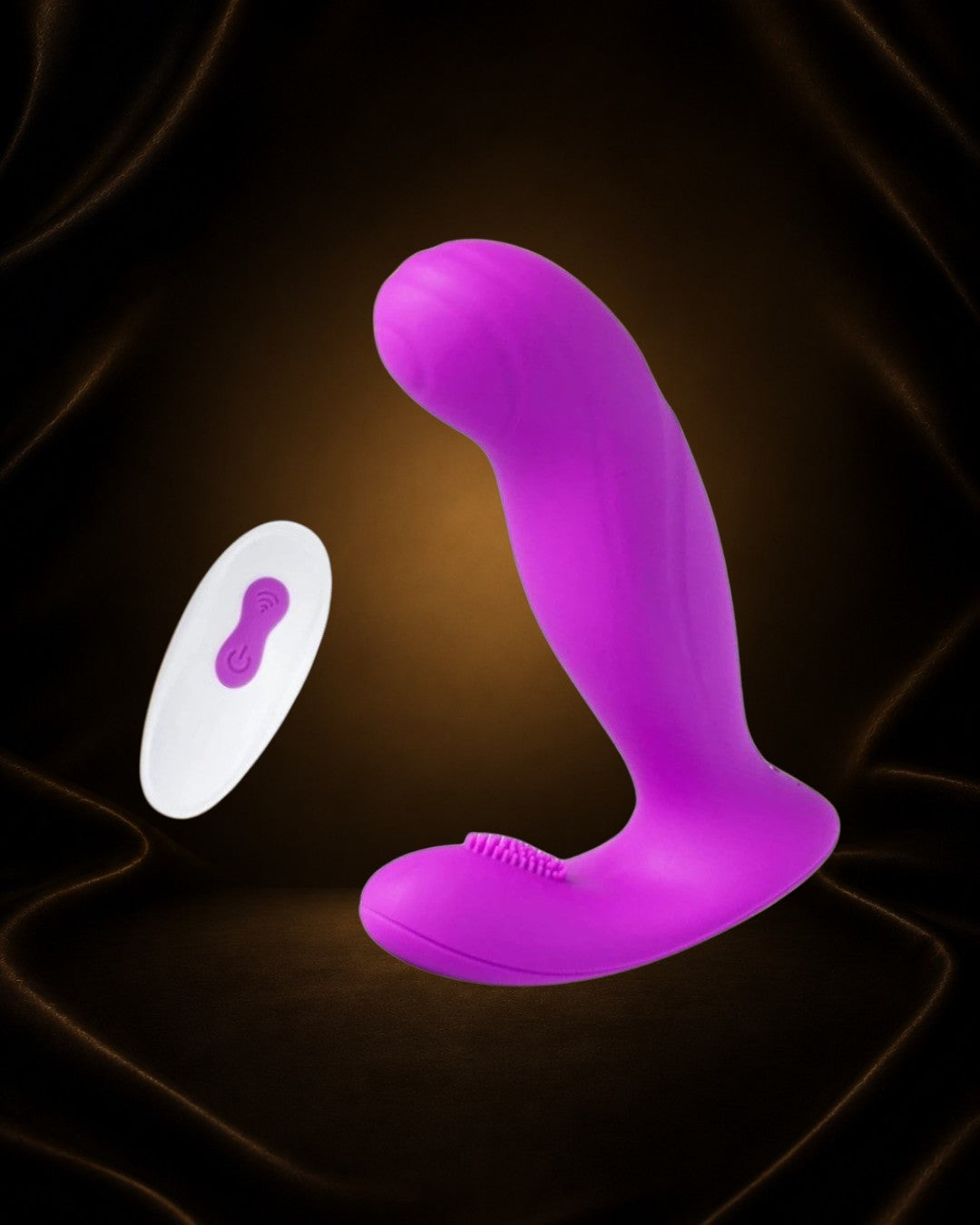 Vibrador morado de silicona con control remoto inalámbrico de Éxtasis Boutique