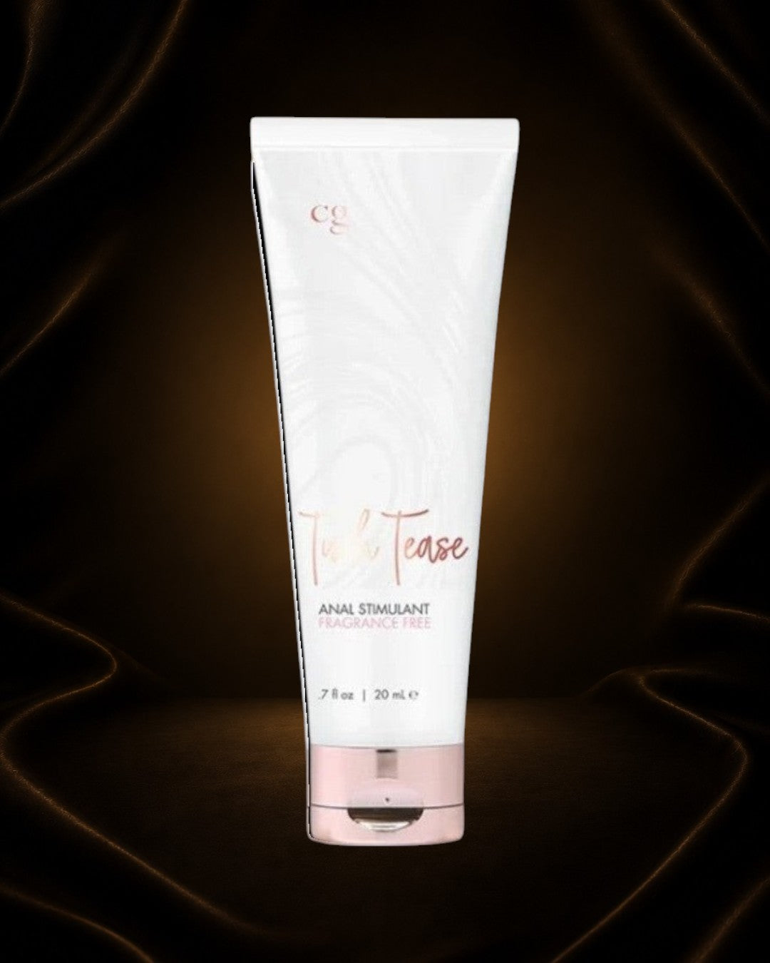 Éxtasis Boutique Tush Tease anal stimulant, fragrance-free, silky texture with warming and tingling effect. 20ml tube.