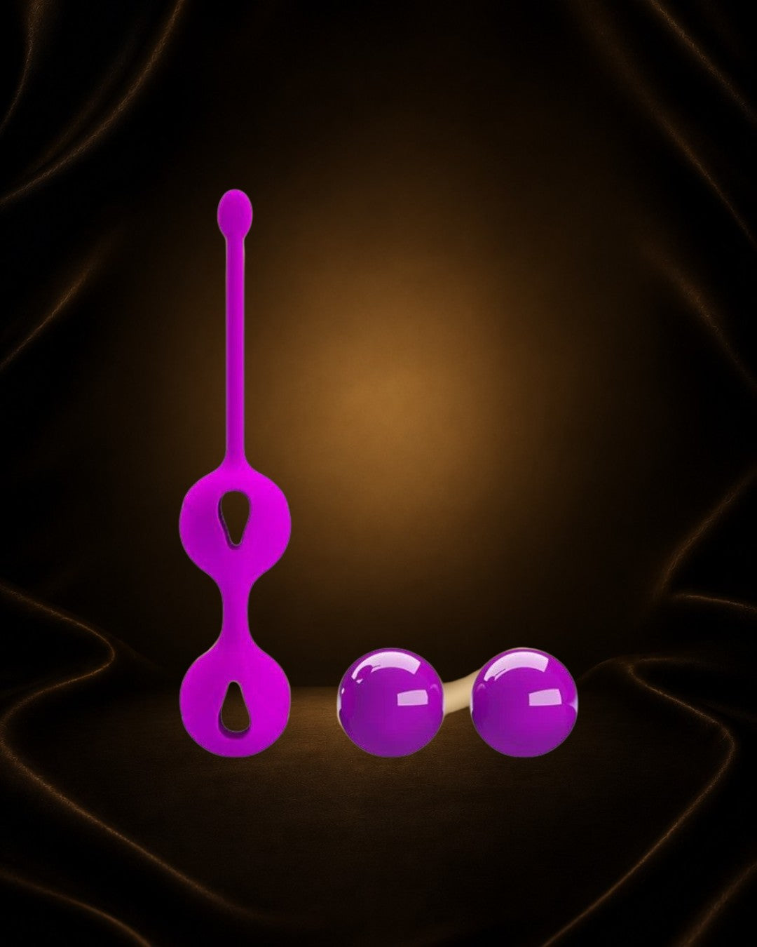 Bolas Kegel Éxtasis Boutique de silicona suave en color morado para fortalecer el suelo pélvico.