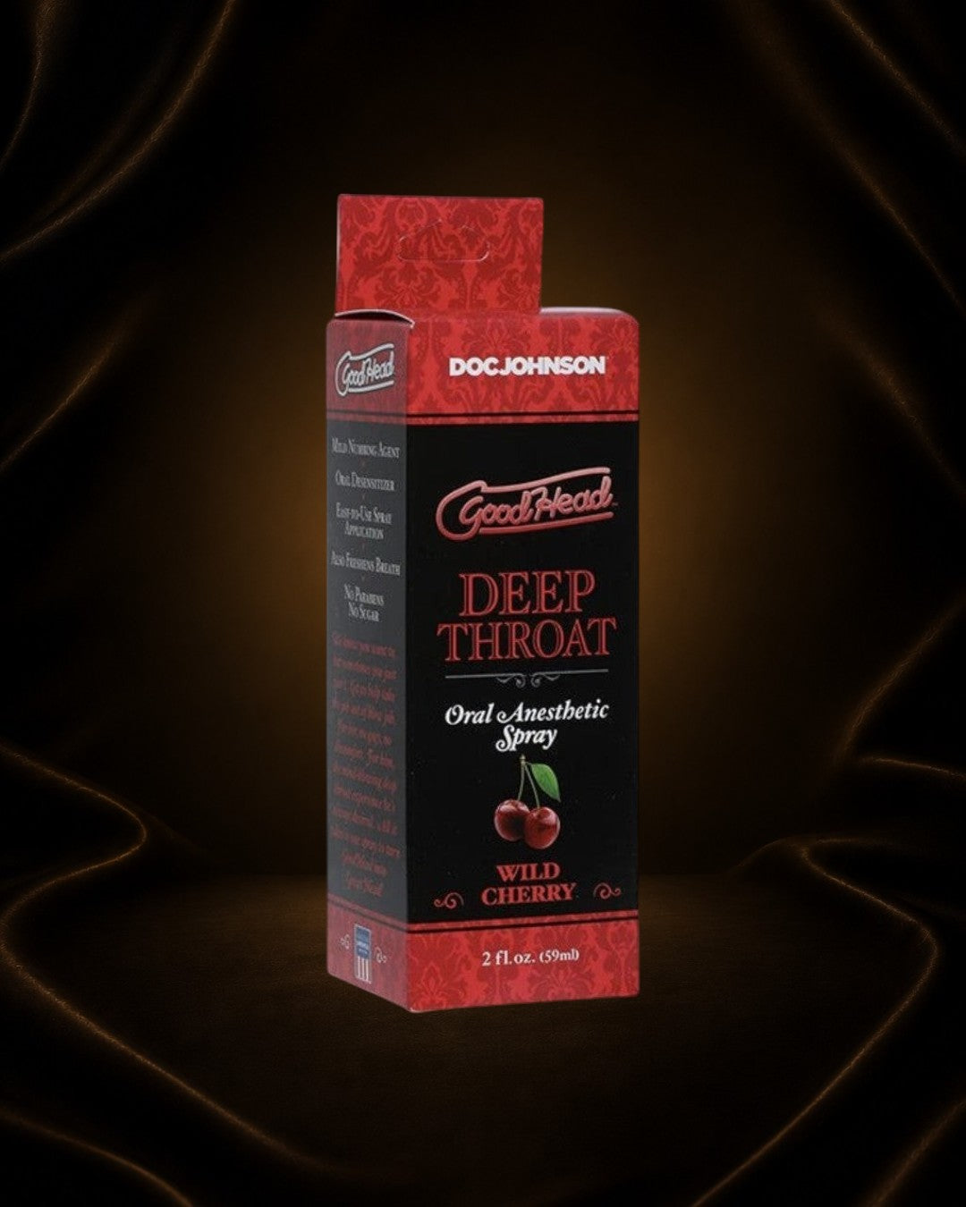 Éxtasis Boutique Spray anestésico de garganta oral sabor cereza salvaje, 2 oz. Reduce el reflejo nauseoso.