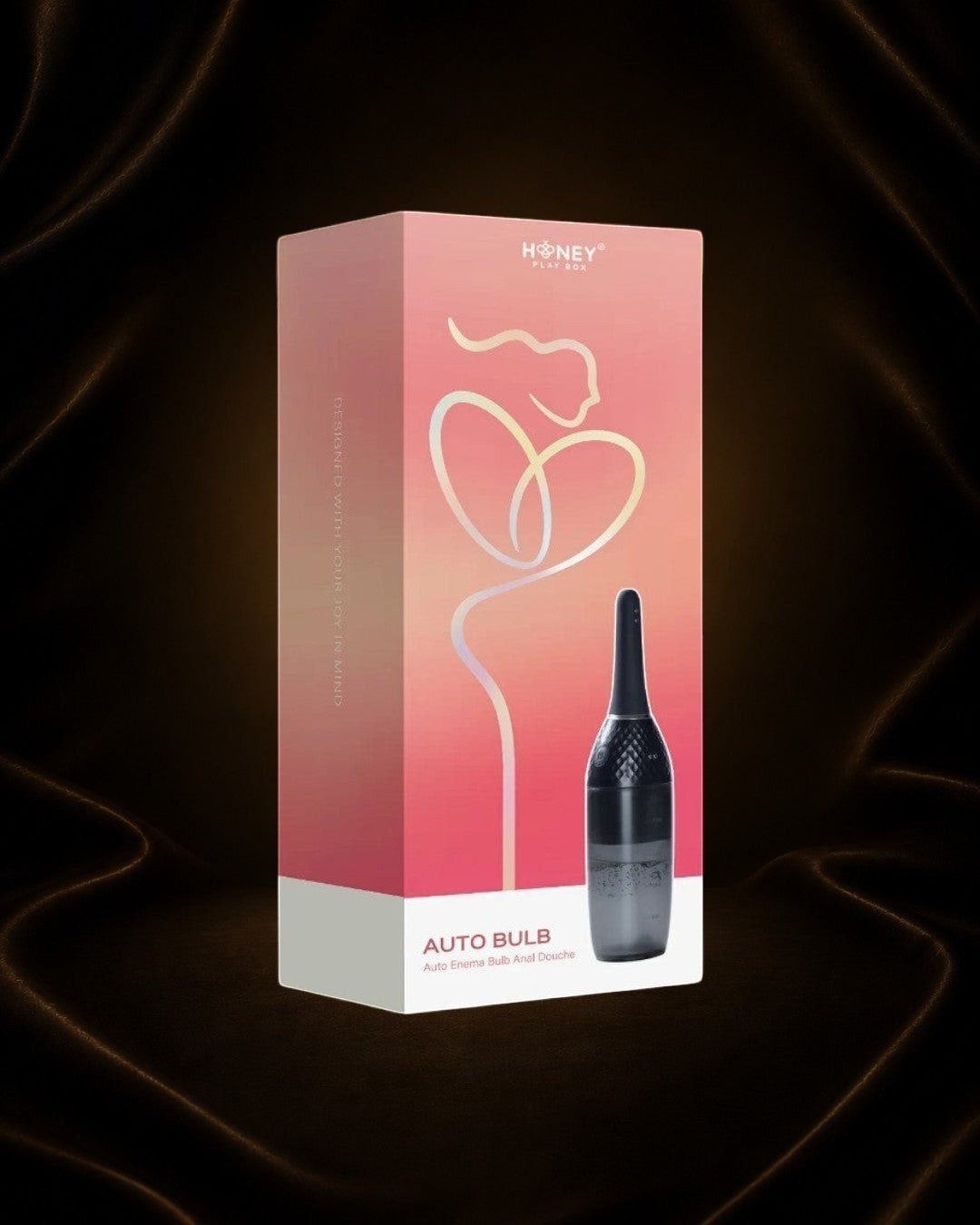 Éxtasis Boutique Enema Automático con spray eléctrico, limpiador anal ergonómico de plástico negro y gris, con marcas de medición.