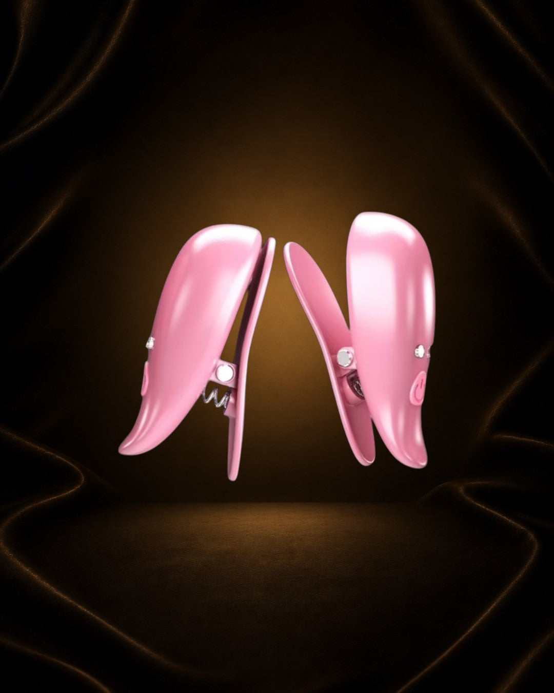 Éxtasis Boutique estimulador de pezones rosa con pinzas ajustables y 10 funciones de vibración, acabado satinado, resistente al agua.
