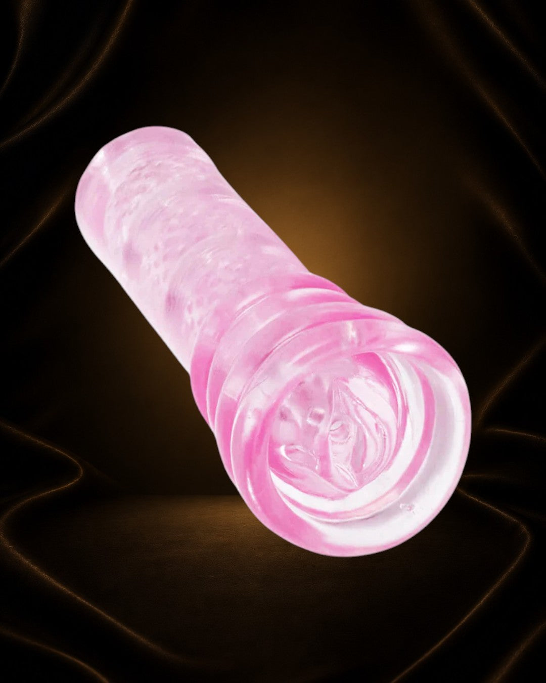 Éxtasis Boutique Estimulador Super Head Honcho rosa de silicona con textura interna y 10 funciones de vibración.