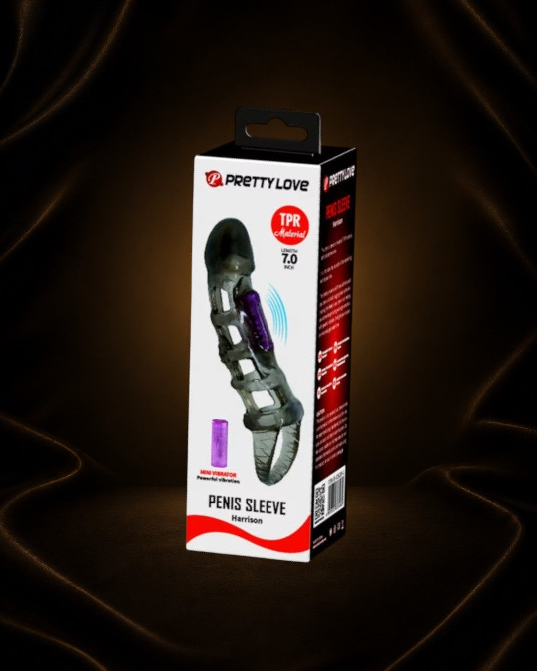 Éxtasis Boutique Extensor Harrison 7" de TPR gris con vibrador morado, para potenciar la intimidad.