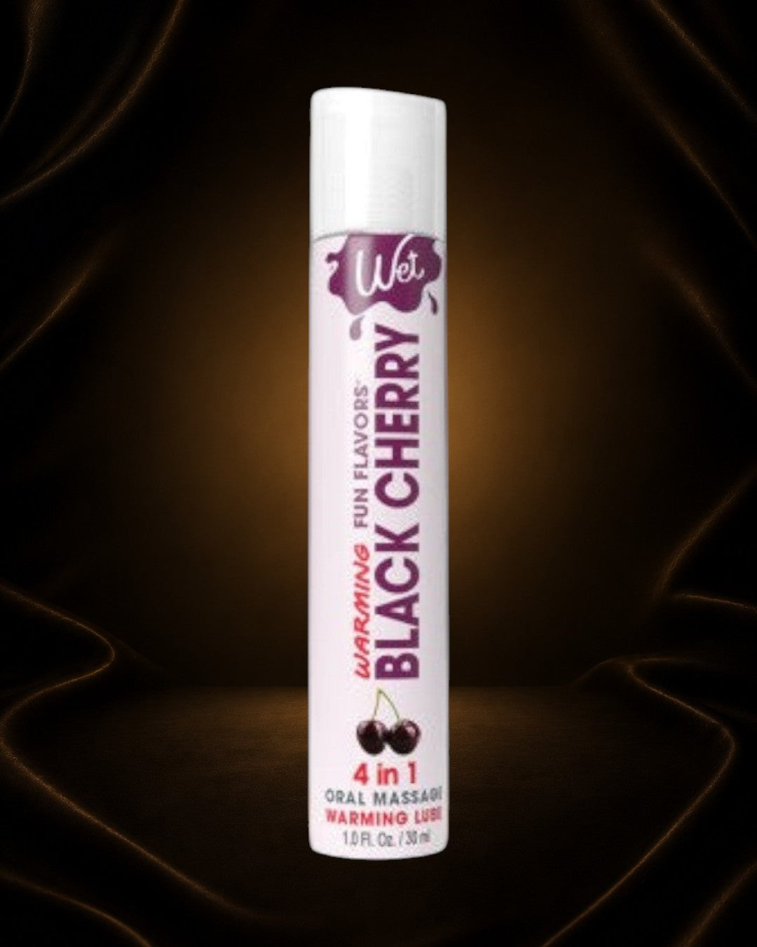 Éxtasis Boutique Lubricante oral con sabor a cereza negra, fórmula a base de agua con efecto cálido, 4 en 1, masaje y lubricante de calentamiento.