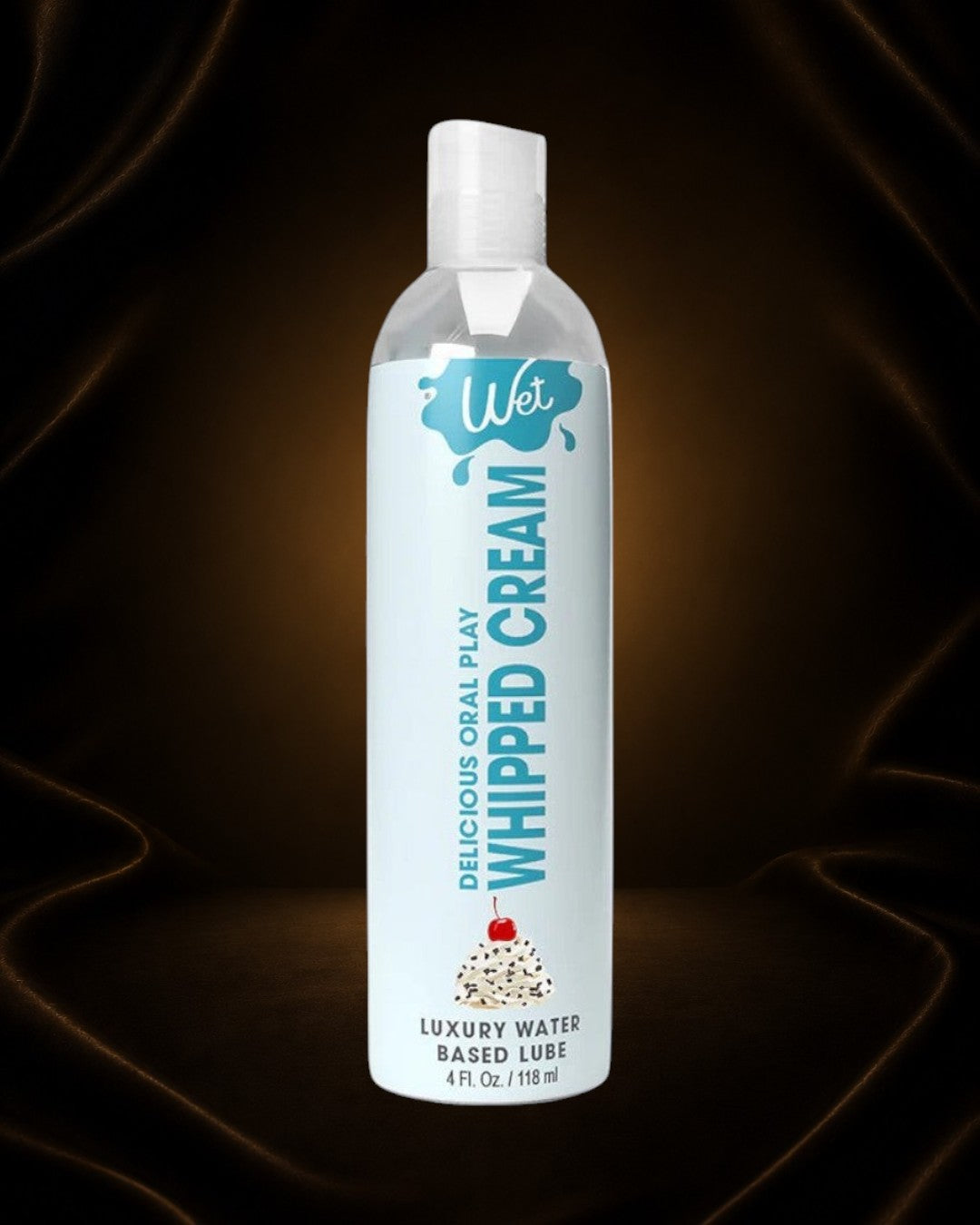 Éxtasis Boutique Lubricante Oral Play Whipped Cream a base de agua, 118 ml, con aroma a postre y cereza.