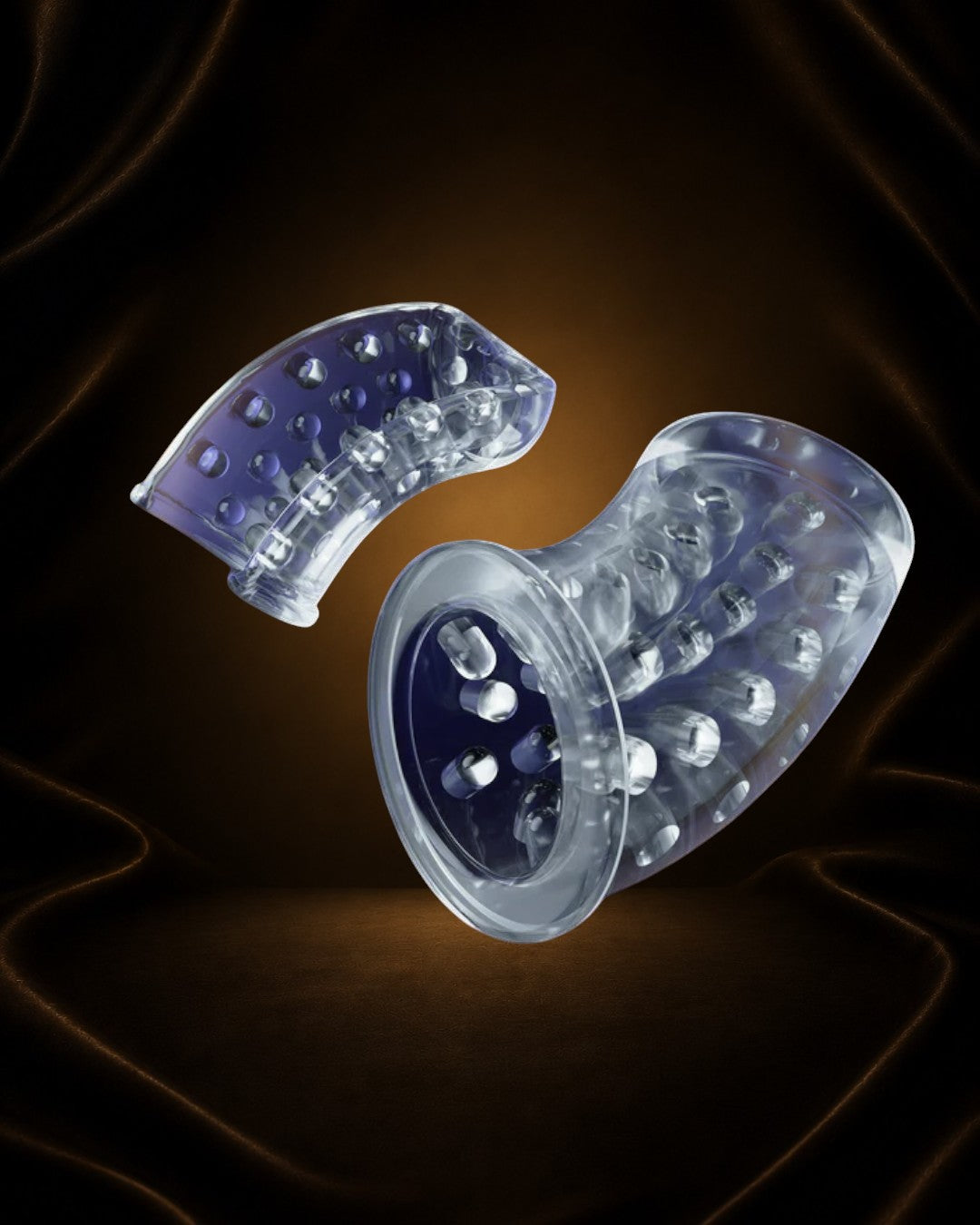 Masturbador Warrior Masculino de Éxtasis Boutique, transparente, con textura de burbujas y diseño ergonómico para placer intenso.