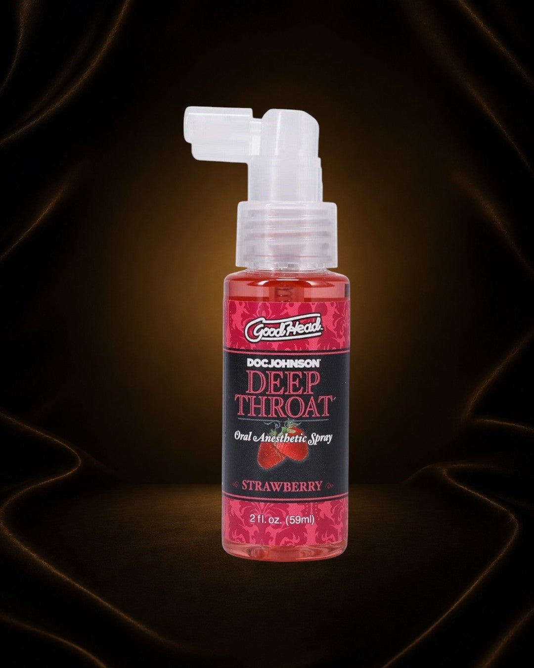 Éxtasis Boutique spray anestésico oral de fresa para garganta profunda, 2 oz.