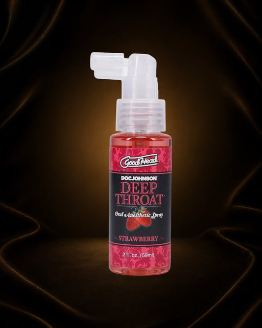 Éxtasis Boutique spray anestésico oral de fresa para garganta profunda, 2 oz.