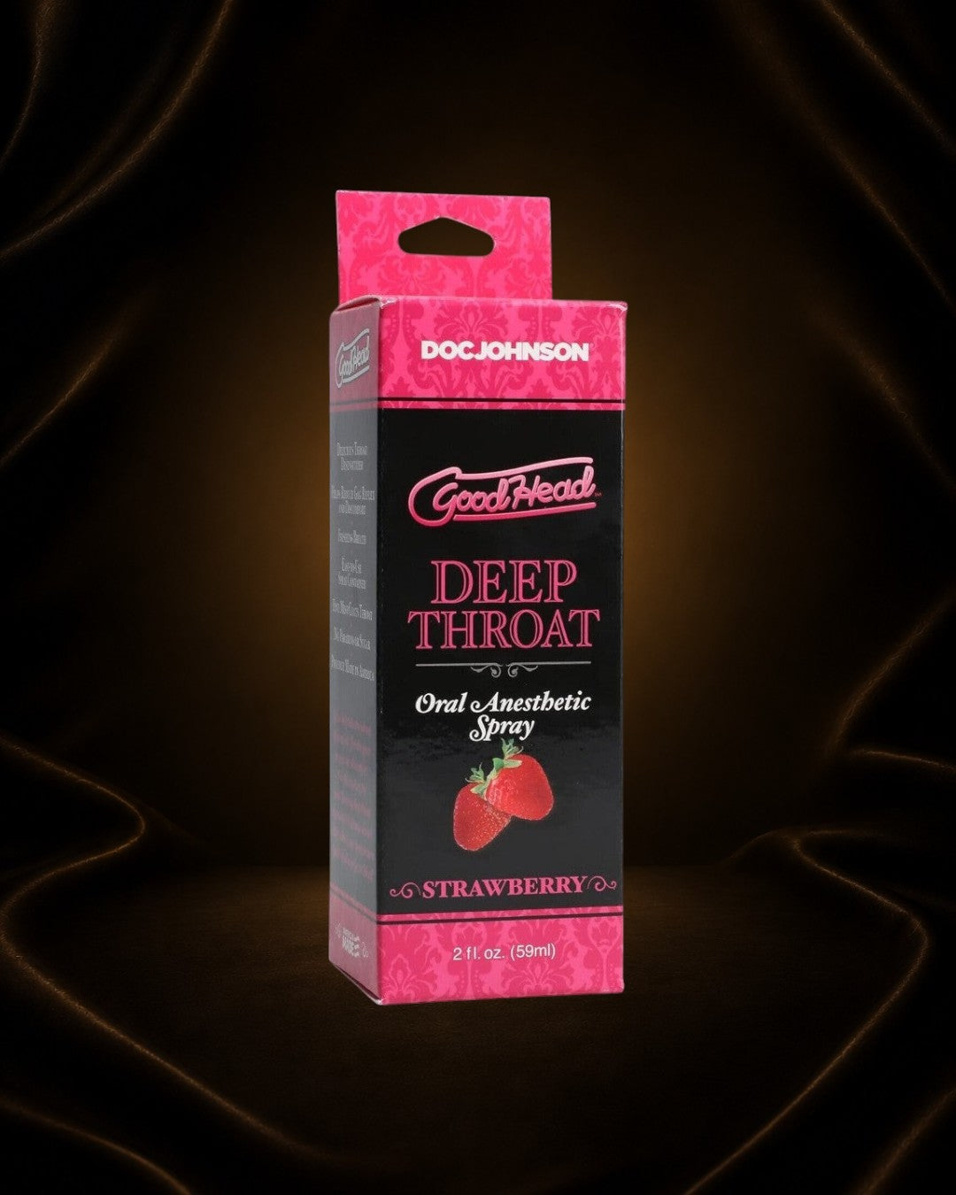 Éxtasis Boutique Spray desensibilizante de garganta con sabor a fresa, 2 oz. Mejora el placer y la comodidad.