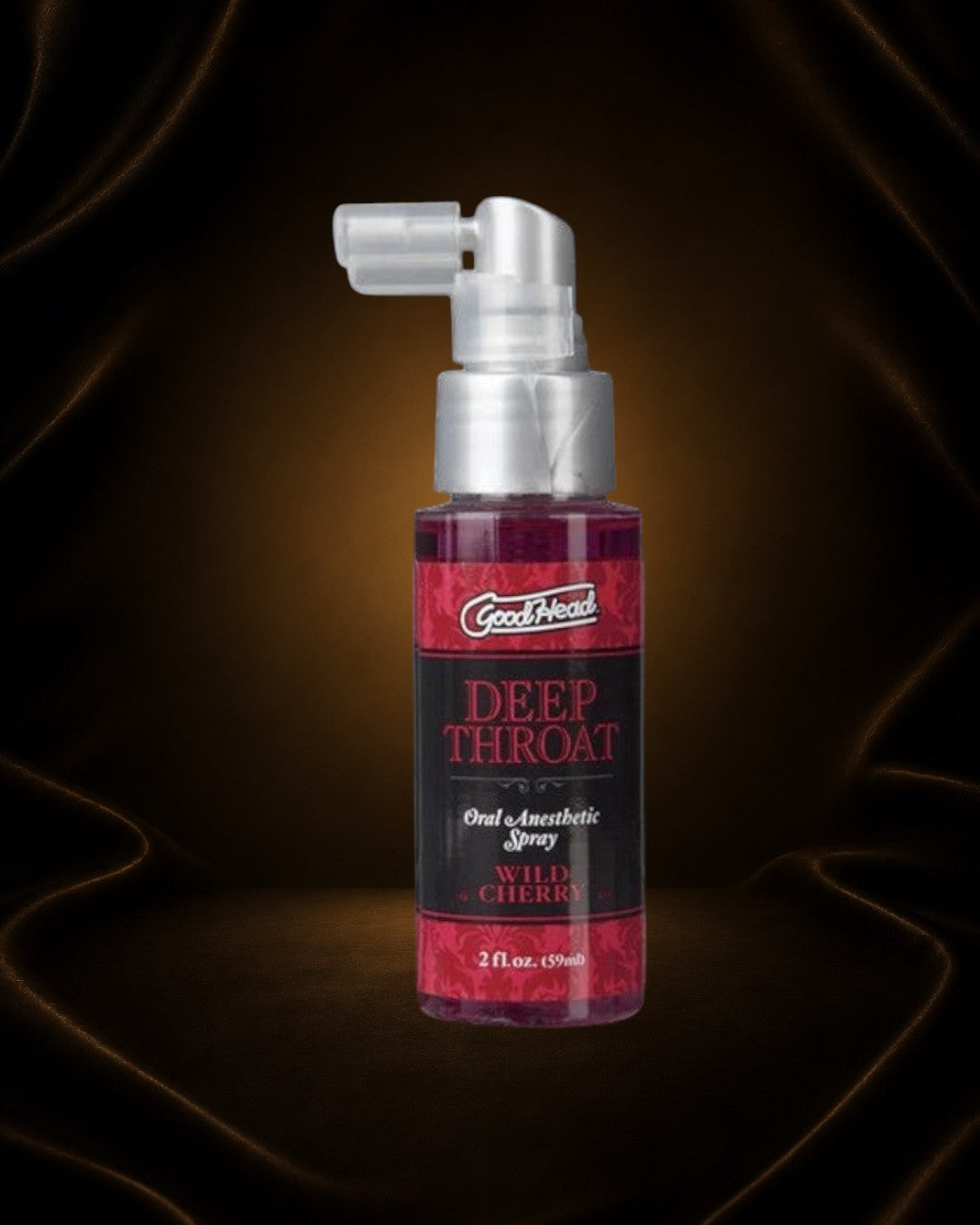Éxtasis Boutique spray anestésico oral sabor cereza salvaje, 2 oz. Botella con aplicador de pulverización.