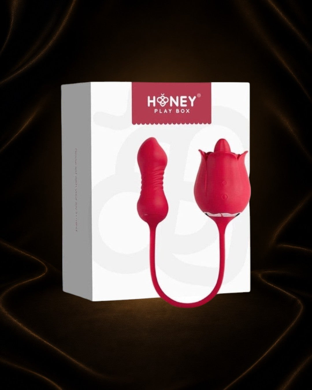 Vibrador Fiona Plus rojo de doble acción con forma de rosa y función de empuje de Éxtasis Boutique