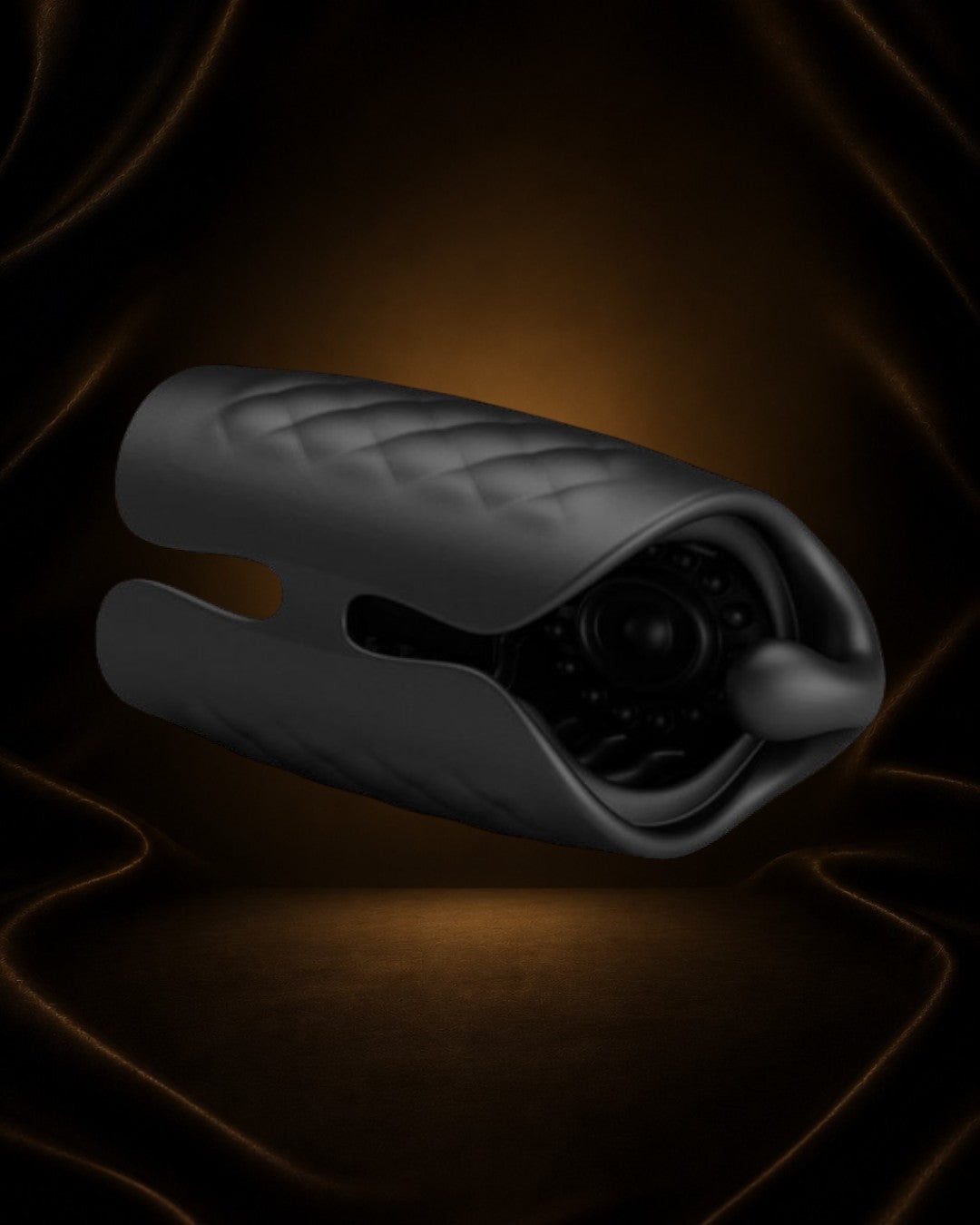 Vibrador masculino Éxtasis Boutique negro, recargable, resistente al agua con 10 vibraciones distintas y textura acolchada.