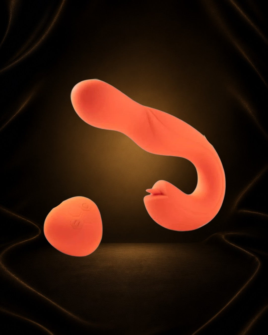 Vibrador de punto G Éxtasis Boutique naranja con cabeza giratoria y estimulador de clítoris.