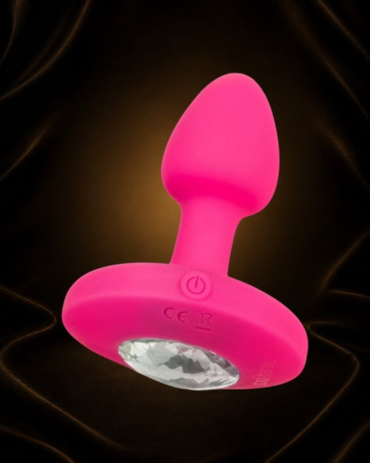 Vibrador Éxtasis Boutique Cheeky Gems rosa de silicona con gema brillante y 10 velocidades. Recargable por USB.